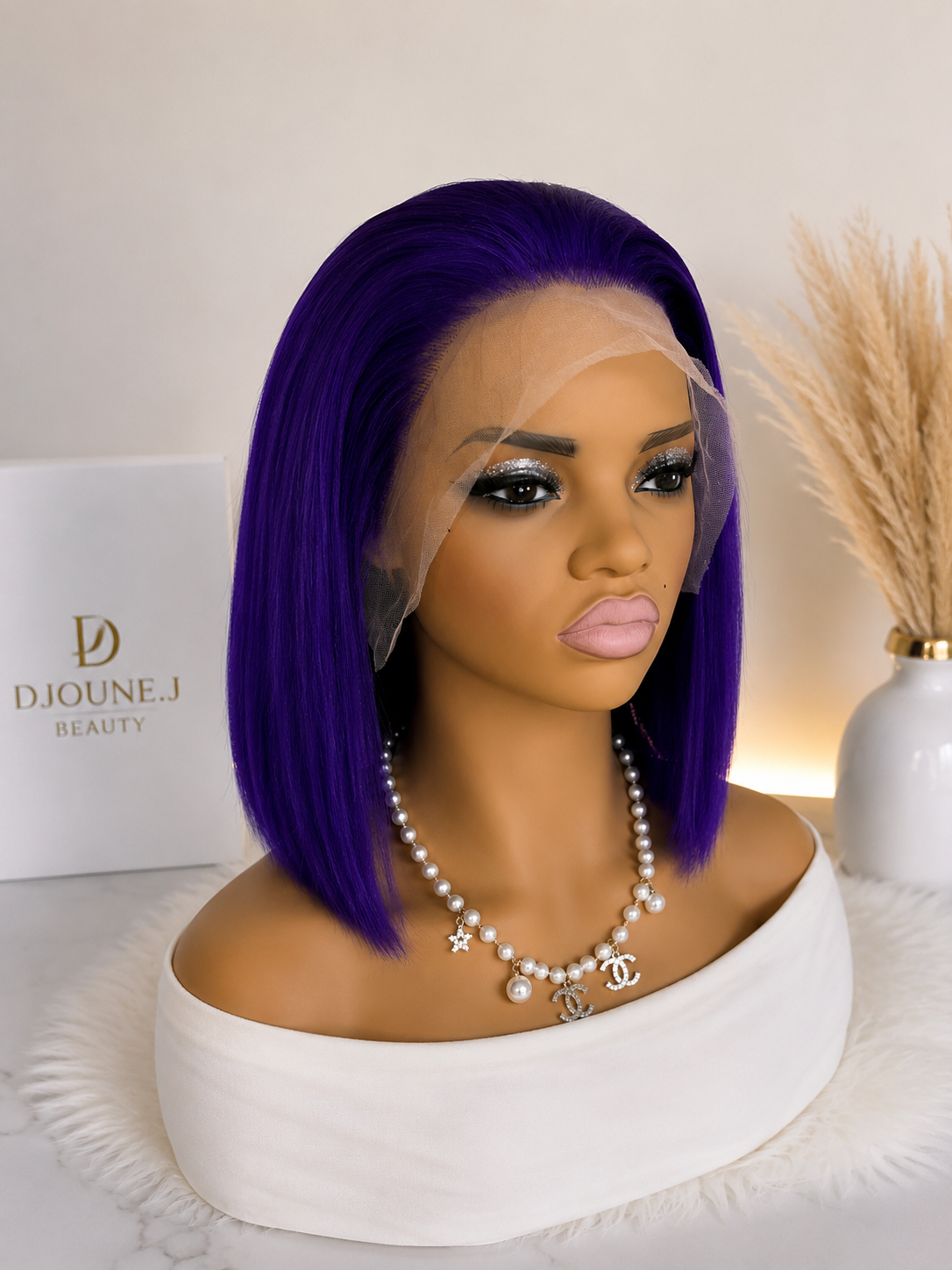 Purple Bob Wig 13x4 Lace Front Human Hair Wig – 10 Inch Straight 180 Density