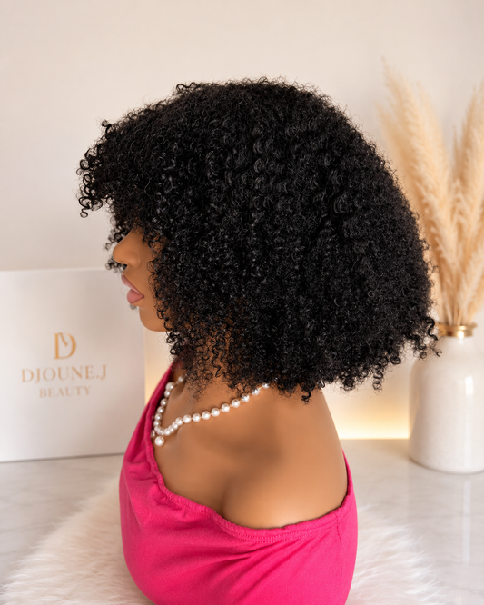 14” Afro Curly Human Hair Lace Front Wig – Natural Black