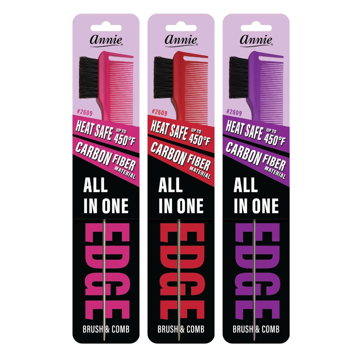 Annie All In One Carbon Edge Brush & Comb, 1 Count, Assorted Colors