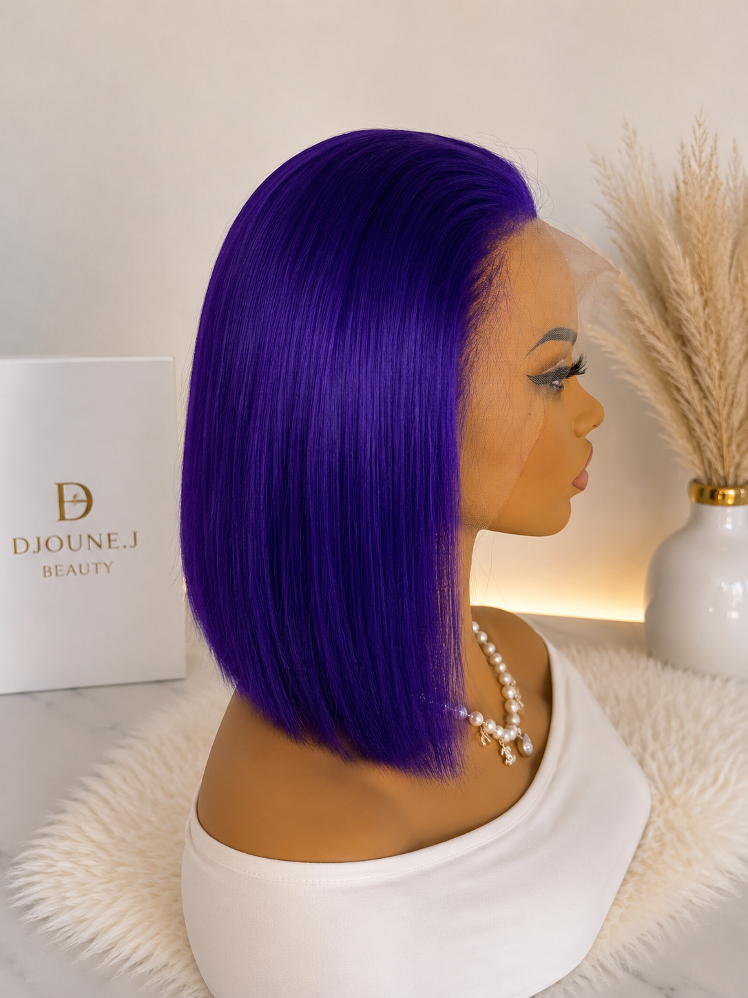 Purple Bob Wig 13x4 Lace Front Human Hair Wig – 10 Inch Straight 180 Density