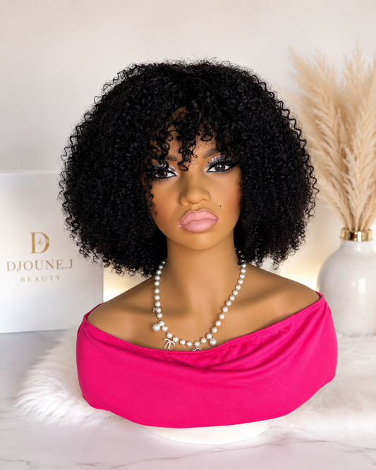 14” Afro Curly Human Hair Lace Front Wig – Natural Black
