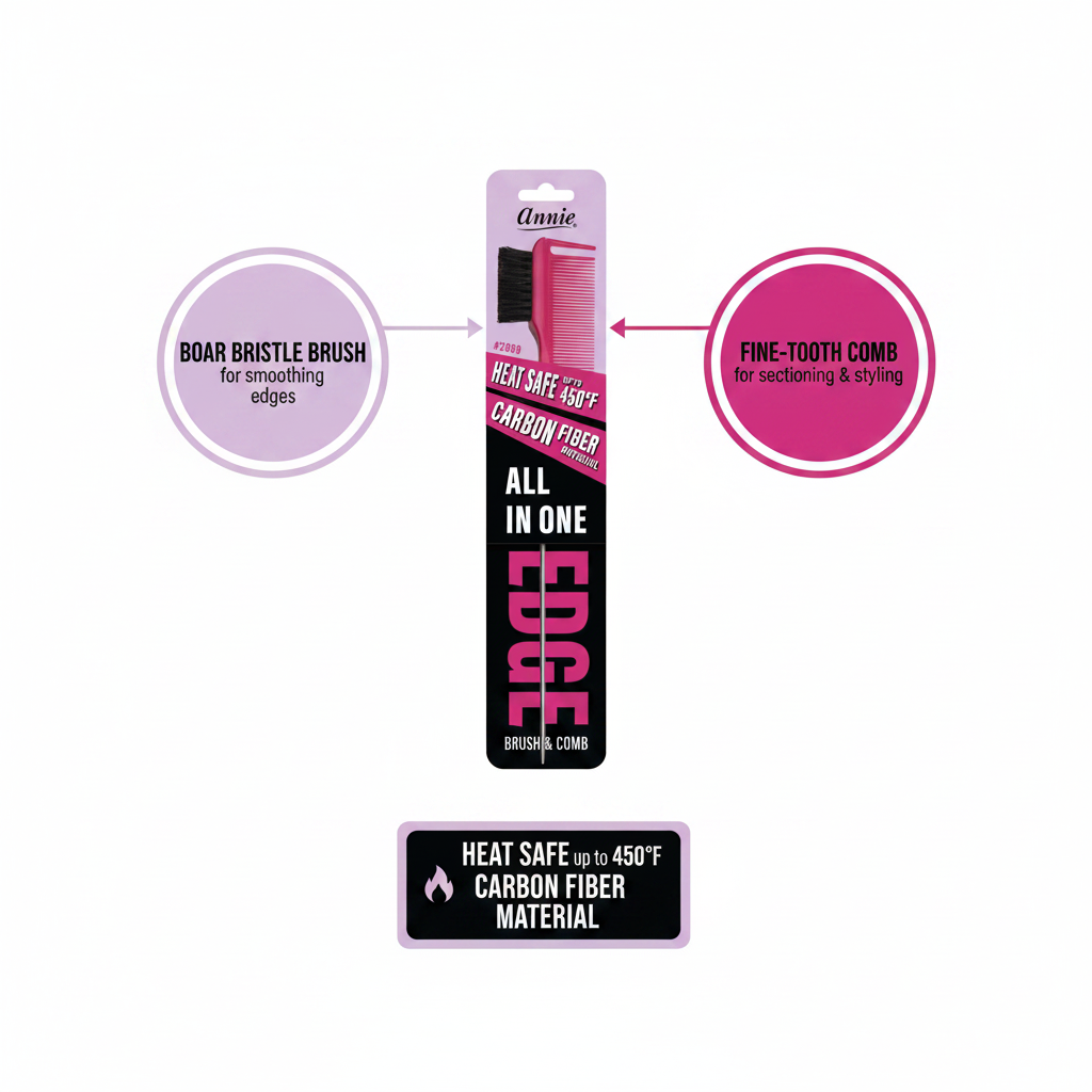 Annie All In One Carbon Edge Brush & Comb, 1 Count, Assorted Colors